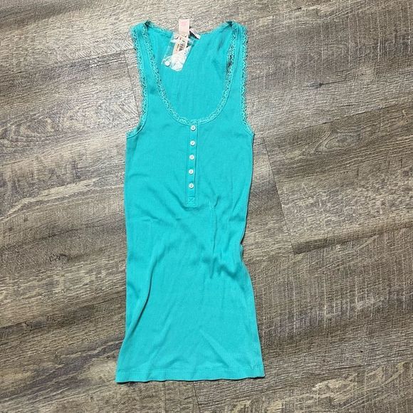 Victoria's Secret Tops - Victoria’s Secret Camisole Lace Trim button up Top Small NWT